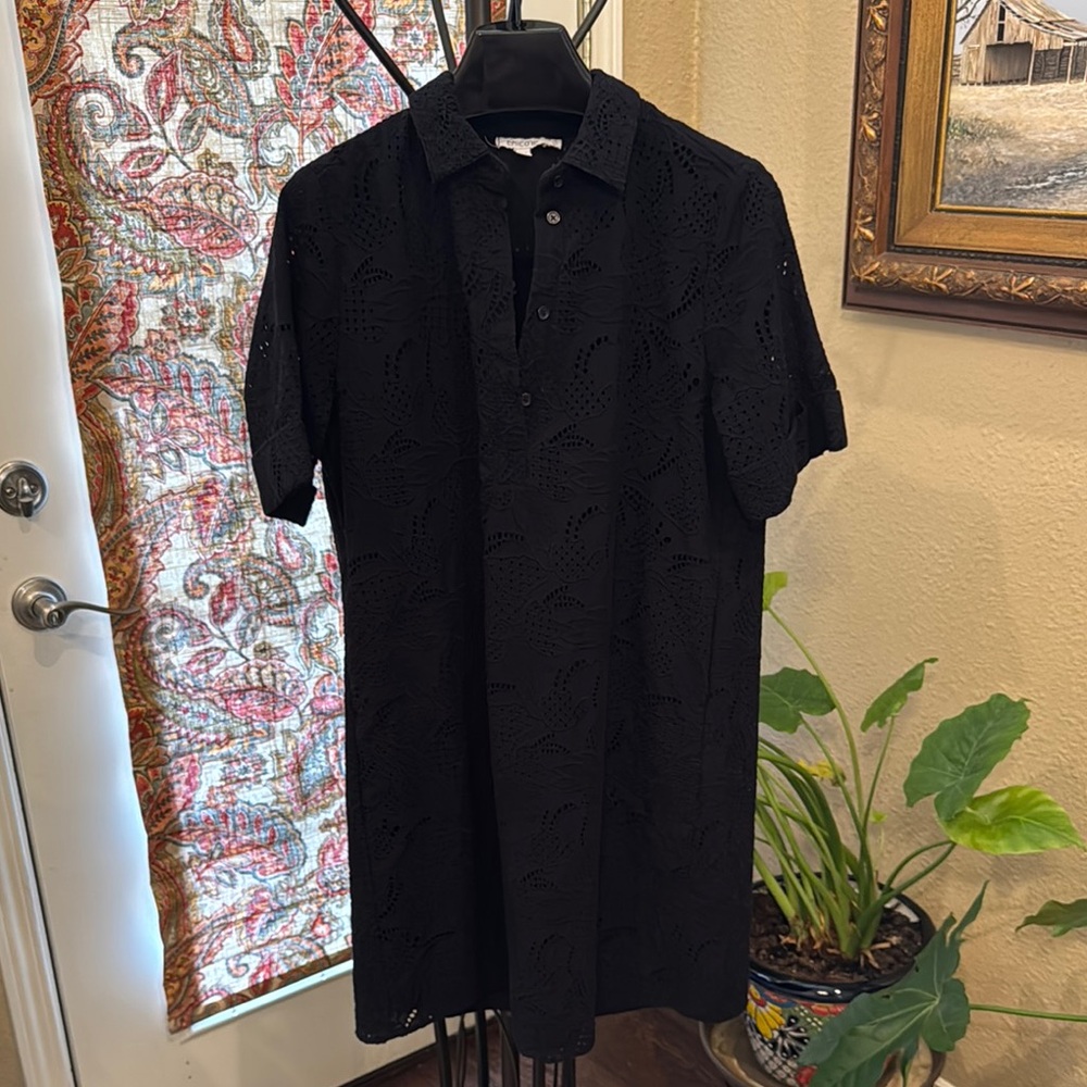 Chico's Black Eyelet Button Down Dress